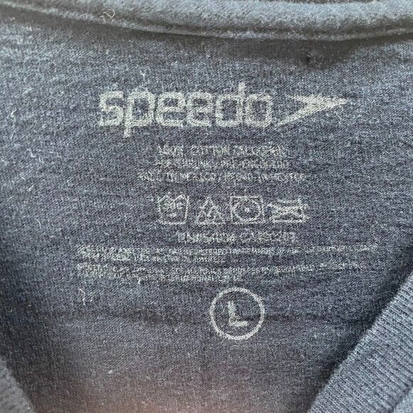 Speedo Shirt Womens Large Blue USA Swimming Kate Ziegler Cotton Casual Logo Crew - Picture 8 of 13